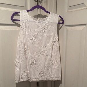 Gibson Latimer White Floral Sleeveless Blouse